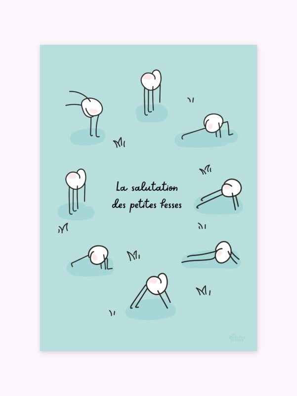 affiche-humour-posture-de-yoga-bleue