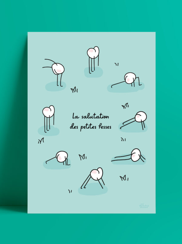 affiche-humour-posture-de-yoga-bleue