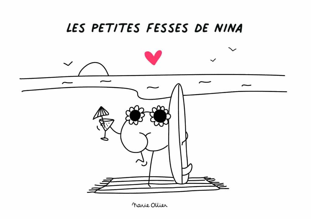 Affiche-personnalisée-les-petites-fesses-noir-et-blanc-coeur-rouge