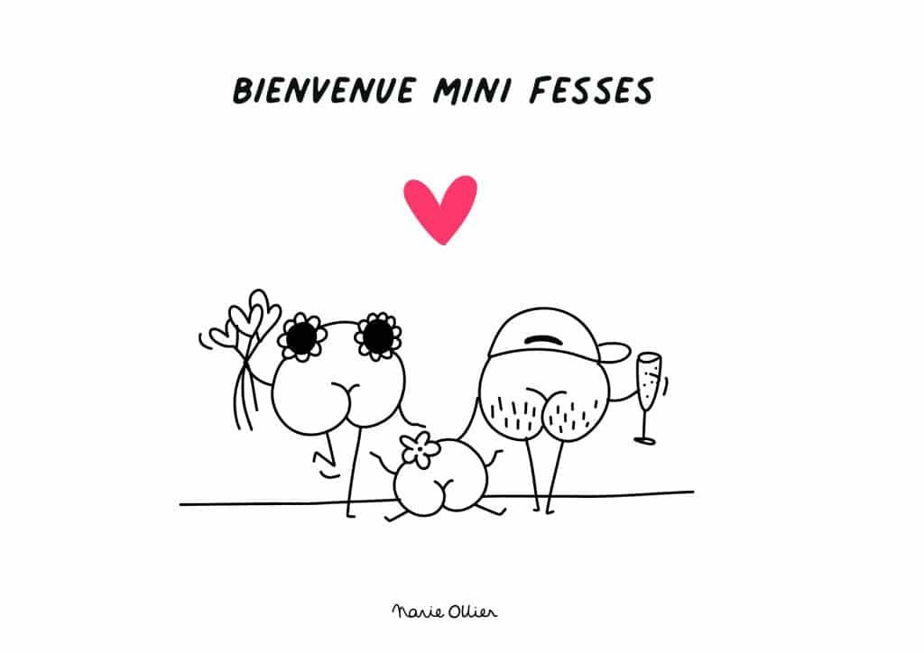 Affiche-personnalisée-les-petites-fesses-noir-et-blanc-coeur-rouge