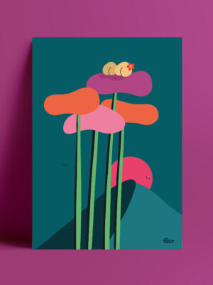 affiche-couple-amoureux-pin-dune-du-pilat-coucher-de-soleil-coloré