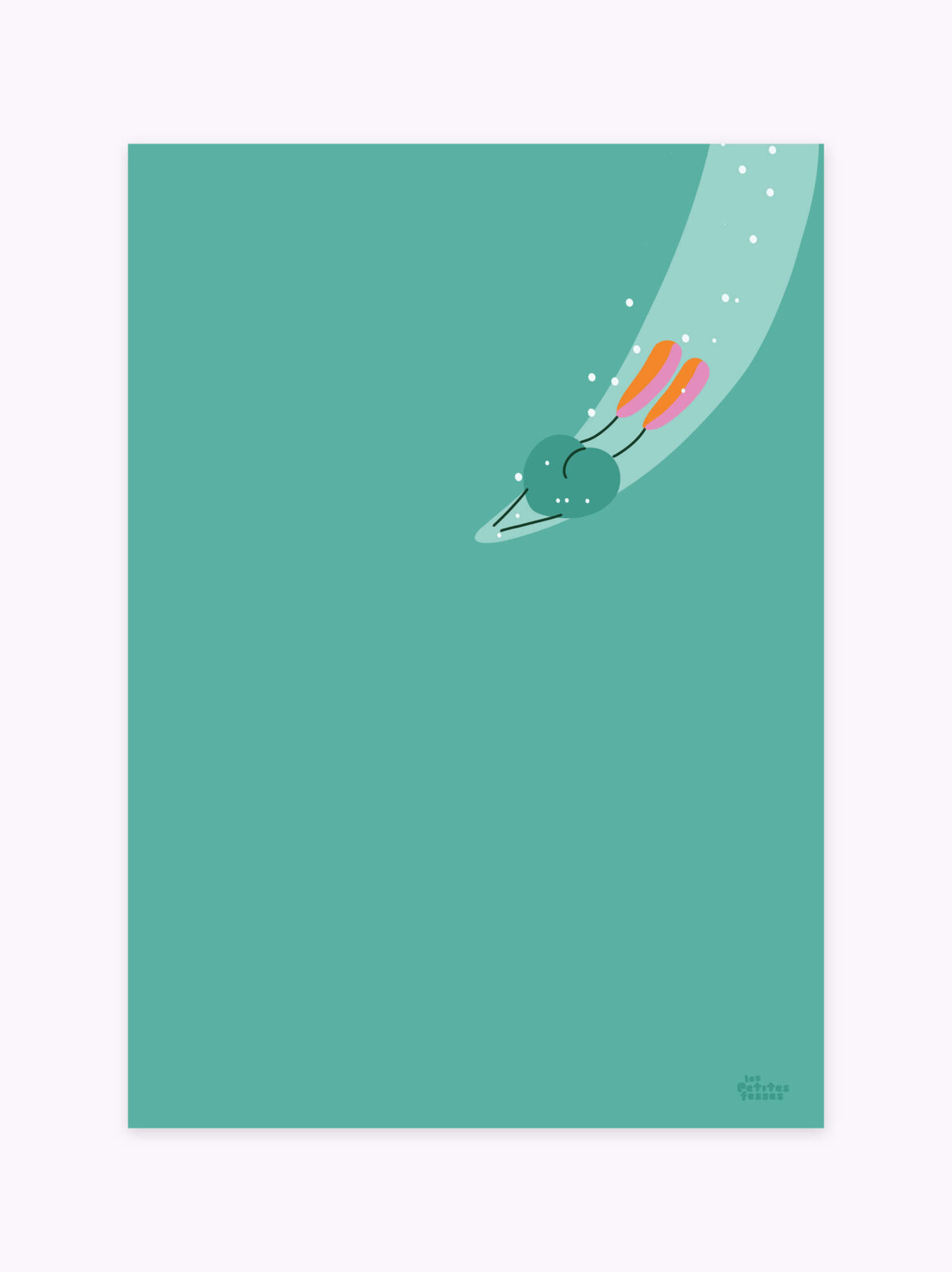 Le plongeon affiche-minimaliste-plongeon-avec-palmes-dans-bleu-de-océan