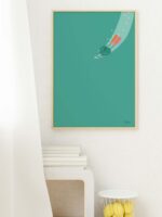affiche-minimaliste-plongeon-avec-palmes-dans-bleu-de-océan