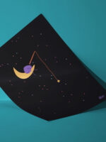 affiche-Lune-pêcheur-sur-la-lune-dans-les-étoiles-
