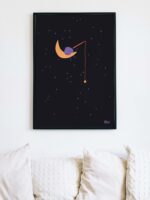affiche-Lune-pêcheur-sur-la-lune-dans-les-étoiles-