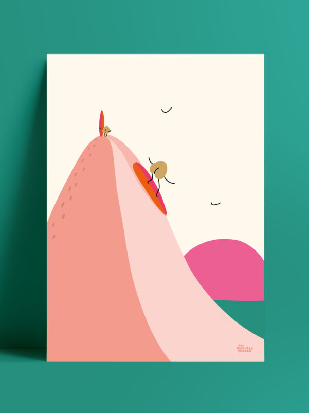 affiche-dune-du-Pilat-surf-bassin-Arcachon-illustré