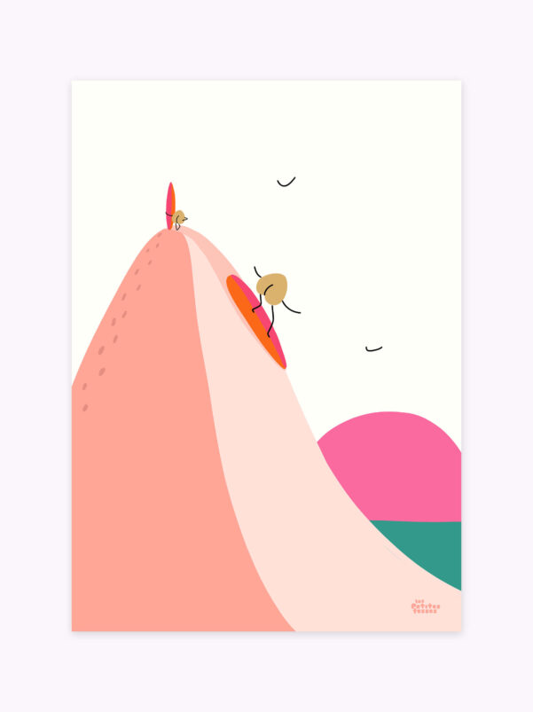 affiche-dune-du-Pilat-surf-bassin-Arcachon-illustré