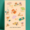 affiche-personnages-sur-la-plage-sur-le-sable-avec-parasol