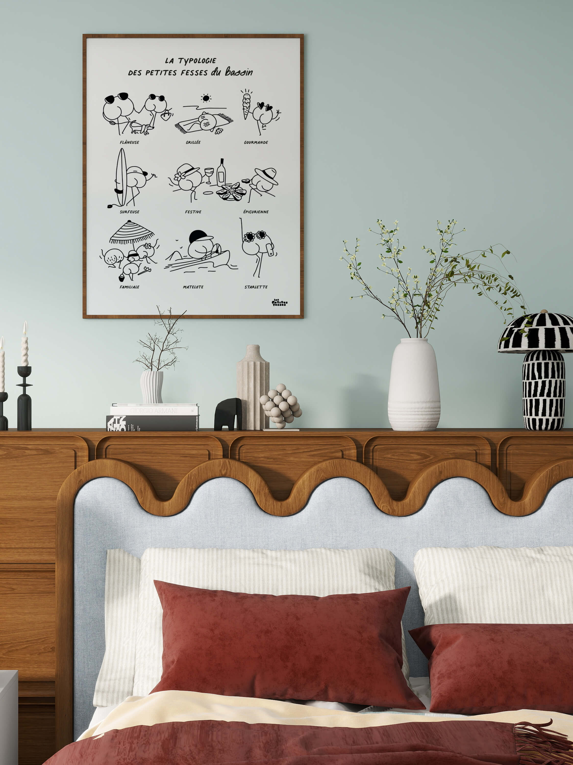 affiche-typologie-du-bassin-Arcachon-noir-et-blanc-plage-vin-huitre-soleil