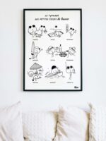 affiche-typologie-du-bassin-Arcachon-noir-et-blanc-plage-vin-huitre-soleil