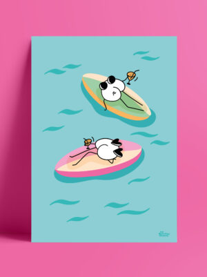 affiche-humoristique-paddle-cocktail-ocean-bleu-humour