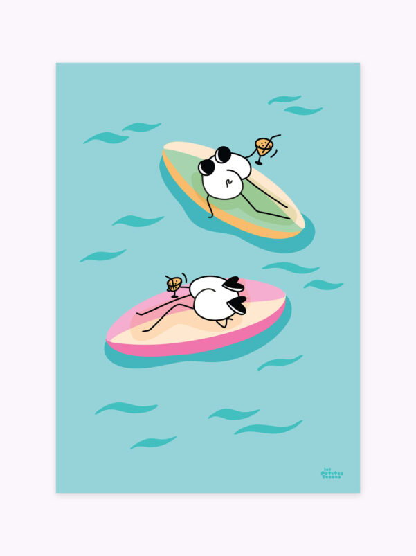 affiche-paddle-cocktail-ocean-bleu-humour