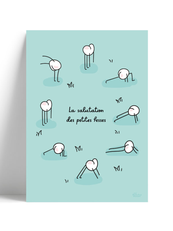 affiche-humour-posture-de-yoga-bleue