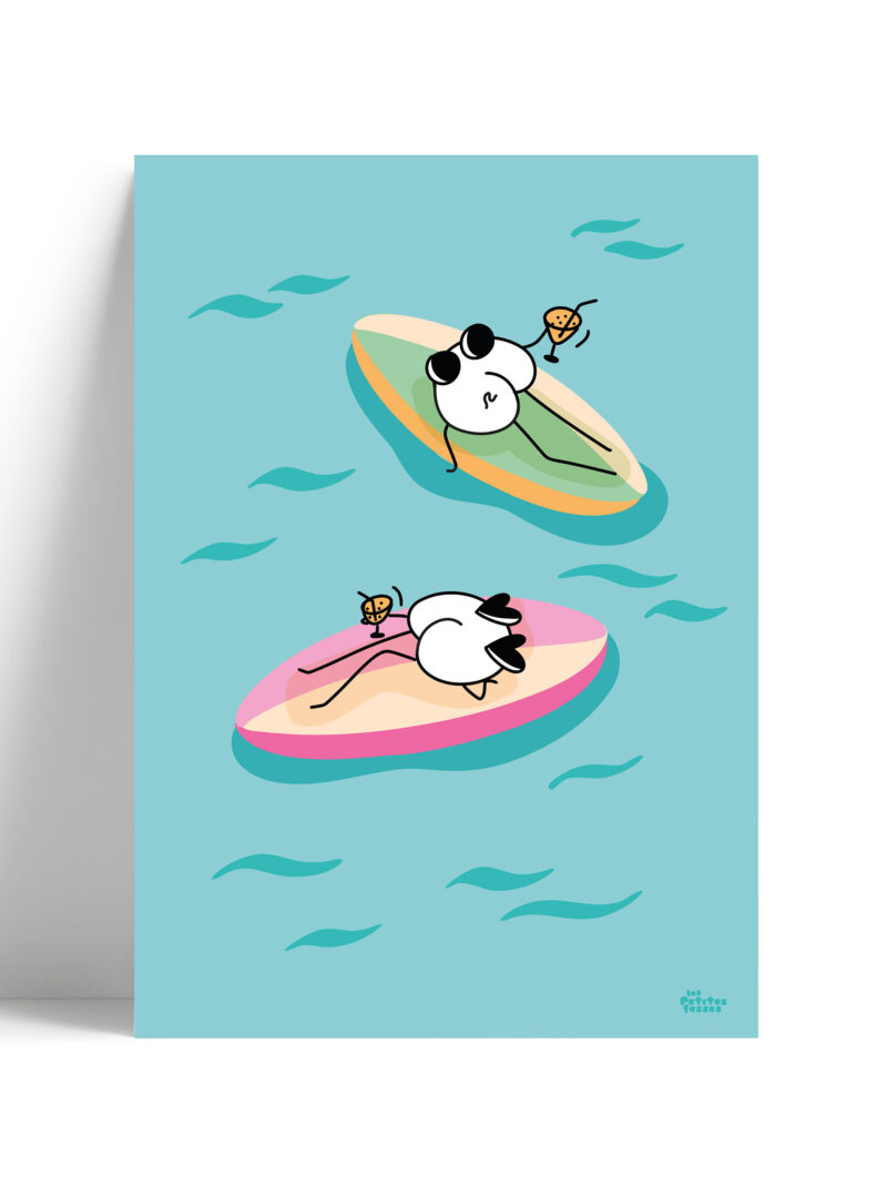 affiche-paddle-cocktail-ocean-bleu-humour