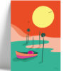 affiche-pinasse-dune-du-pilat-bassin-arcachon-coucher-de-soleil-coloréee