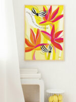 affiche-colorée-oiseau-du-paradis-jaune-rouge