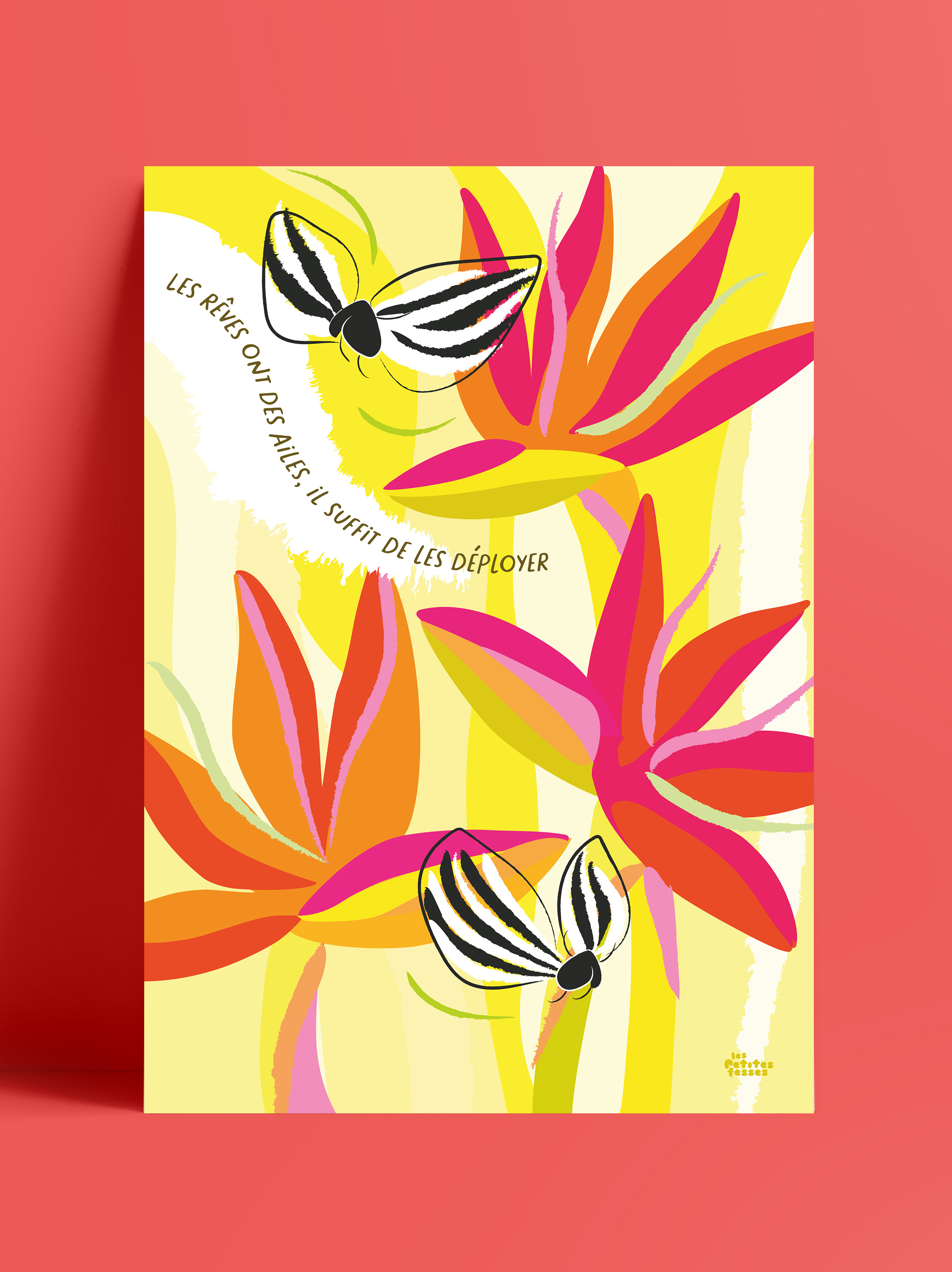 affiche-colorée-tropicale-oiseau-du-paradis
