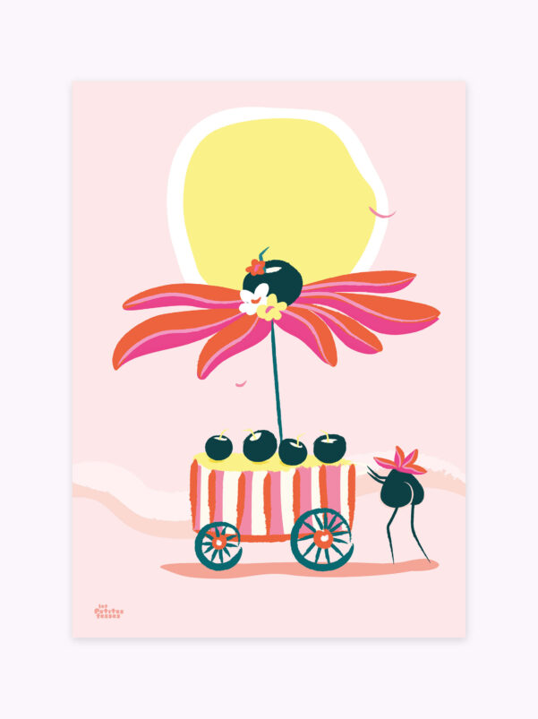 affiche-tropicale-colorée-livreur-de-coco