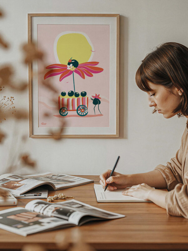 affiche-tropicale-colorée-livreur-de-coco