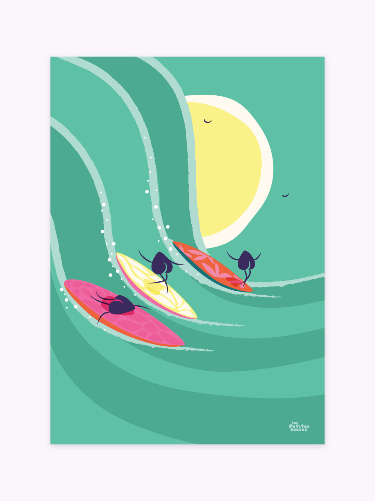 affiche-colorée-sport-trio-surfer