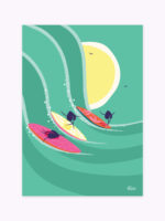 affiche-colorée-sport-trio-surfer