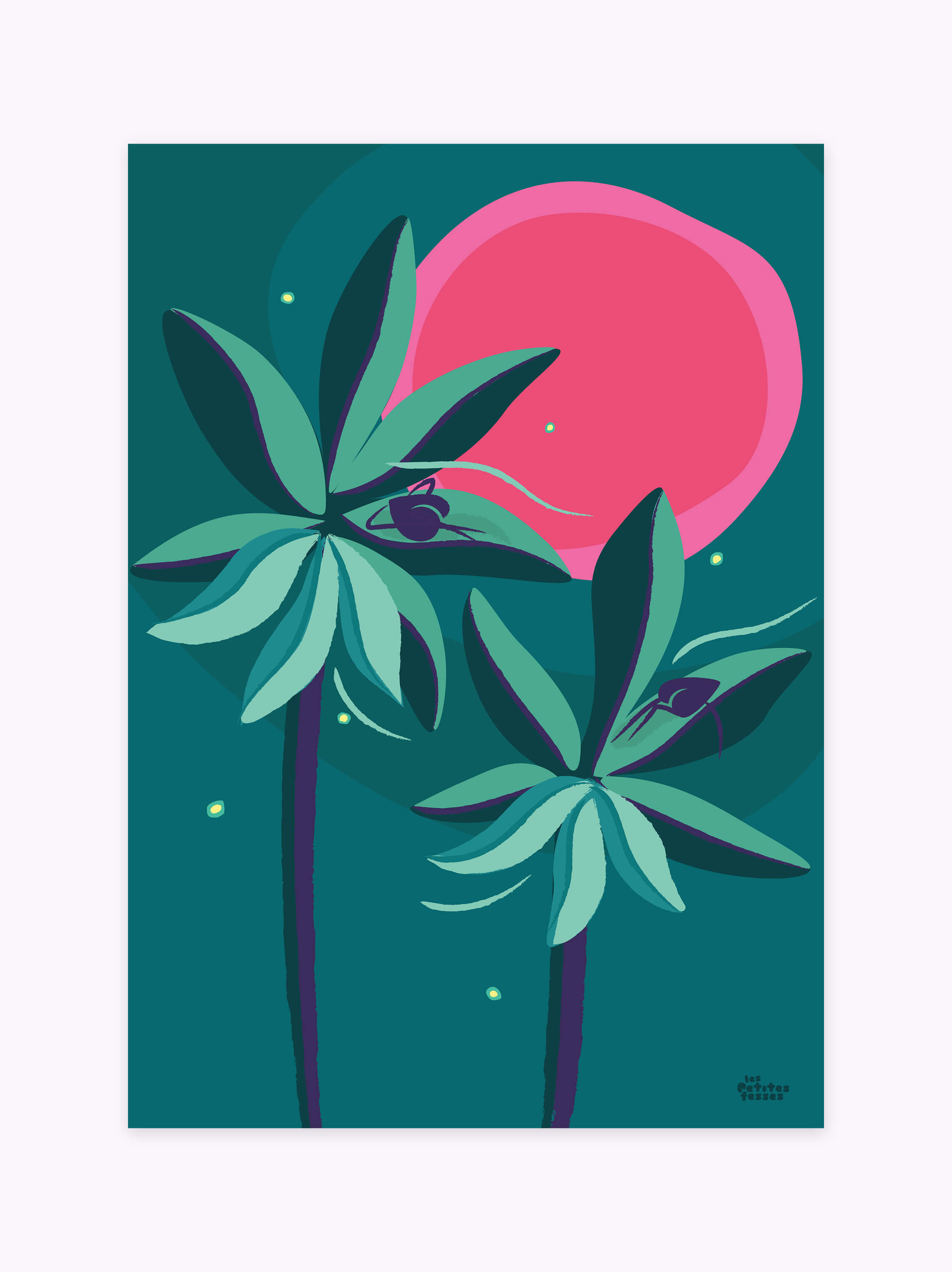 affiche-colorée-tropicale-palmiers