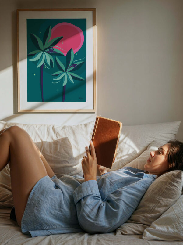 affiche-colorée-tropicale-palmiers